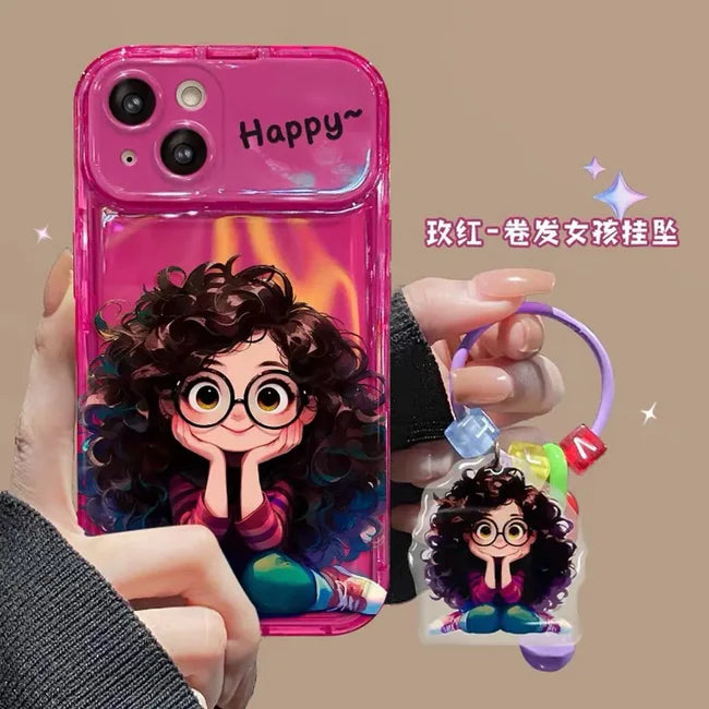 Cute Girl Case with Keychain