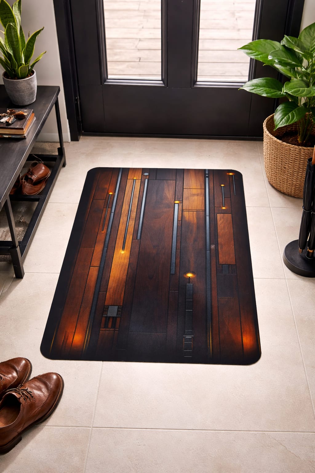 Non-Slip Super Absorbent Wooden-Design Bath Mat